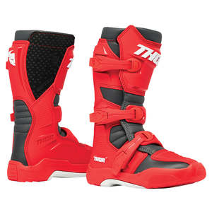 Motocross Boots: THOR BLITZ XR BOOTS YOUTH RD/CH