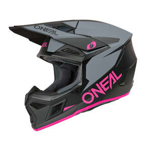 Motocross Helmets: O'Neal 2026 3SRS SOLID Helmet - Pink/Grey/Black
