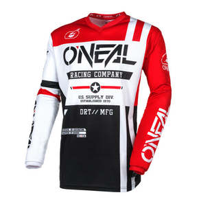 Motocross Jerseys Jackets: O'Neal 2026 ELEMENT Warhawk Jersey - Black/White/Red