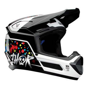 Motocross Helmets: THOR HELMET FLEET SPLAT BLACK YOUTH