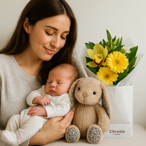 Mum and Baby Boy Cuddles & Bloom Gift Basket