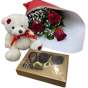 Valentines Day Christchurch: Roses, Teddy & Chocolates Gift