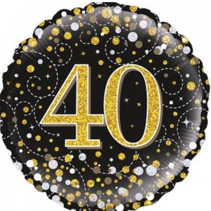 40th Balloon - Black Sparkle