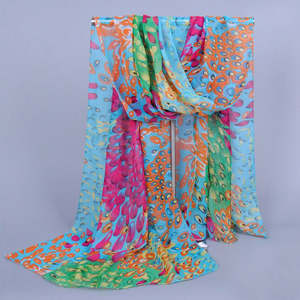 Chiffon Scarves: Peacock Blossom Scarf