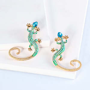 Ear Cuffs: Green Gecko Ear Cuff Set