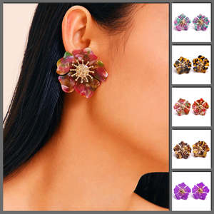 Earrings: Hana Hibiscus Sculpted Resin Earrings