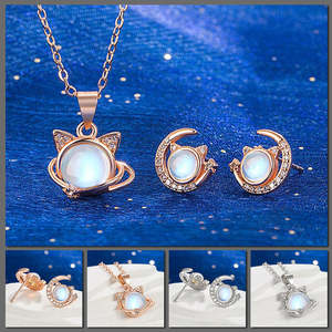 Jewellery Sets: Galactic Gatto Moonstone Cat Set