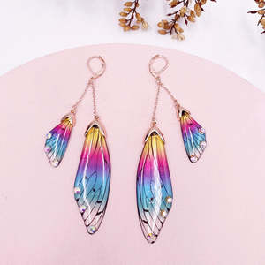 Niamh Fairy Wing Earrings - Limited Edition Rainbow/Rose Gold Variant
