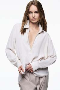 Mela Purdie: Mela Purdie White Zip Front Shirt