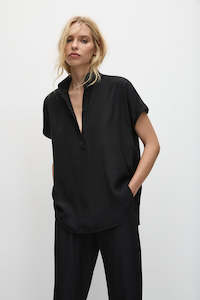 Tops: Mela Purdie Black Tab Stand Shell