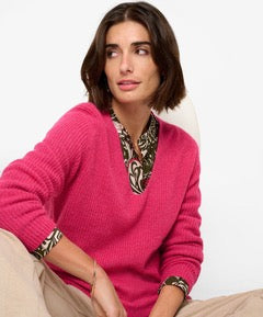 Aw24: Brax Pink V Neck Jumper