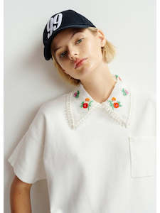 Knitwear: Essentiel Antwerp Off White Hideal Embroidered Polo