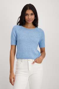 Knitwear: Monari Knit Blue Top