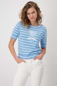 Monari Blue/White Knit Top