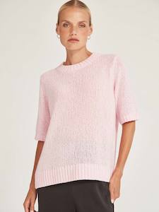 Knitwear: Caroline Sills Gaia Pink Parfait Knit Tee