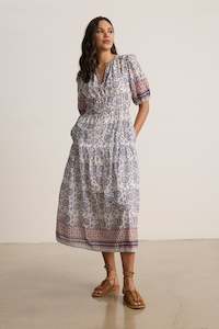 Dresses: Velvet Cream Floral Print Dress