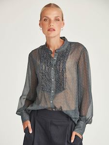 Caroline Sills Navy Dauphine Blouse