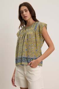 Velvet: Velvet Cotton Saffron Floral Top