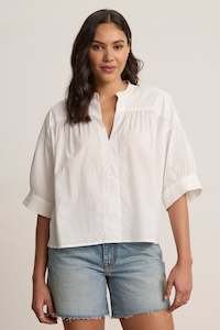 Velvet White Cotton Blouse