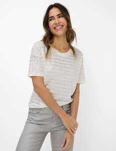 Brax Candice Linen T-Shirt - Offwhite