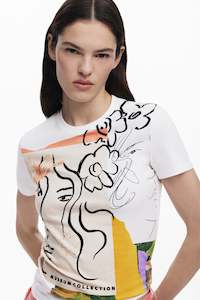 Desigual: Desigual White T-Shirt with Print