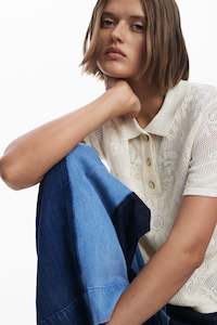 Desigual: Desigual Cream Mesh Top