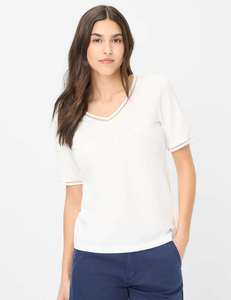 Brax Carina V-neck Tshirt - Off White