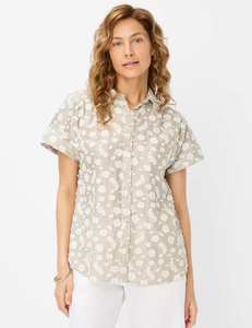 Brax Viv Embroidered Blouse - Soft Greige
