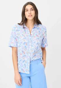 Tops: Brax Veri Floral Blouse - Cornflower