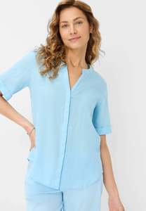 Tops: Brax Veri Linen Blouse - Blue Splash