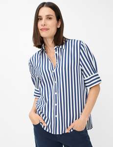 Tops: Brax Villy Striped Shirt - Navy/White