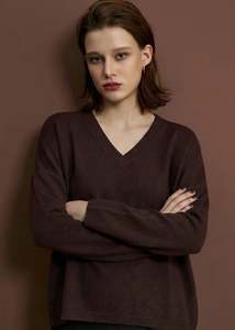 Alete Trevi V-Neck Chocolate Jumper