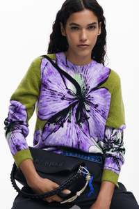 Desigual Sweater with Orchid Print