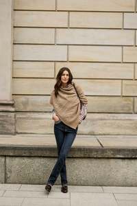 Knitwear: Brax Thea Walnut Cape Knit