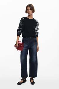 Tops: Desigual Marbled Sleeve Sweater
