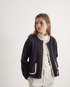 Yerse Grey Boiled Wool Jacket