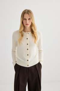 Laing Sylvia Ivory Merino Cardi