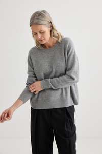 Knitwear: Laing Grey Marle Cashmere Oversized Crew