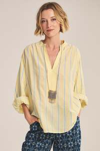 Tops: Velvet Analyn Shirt - Yellow Stripe