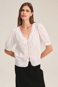 Tops: Velvet Mavis Top - White