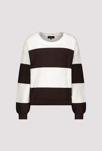Tops: Monari Choc/White Block Stripe Sweater