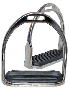 Stirrup Irons: Blue Tag SS Open Bottom Stirrup Irons With Rubber Tread