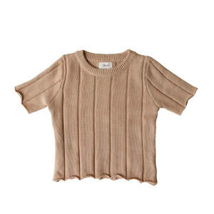 Top: Slowly Darcie Knit Tee-Sand