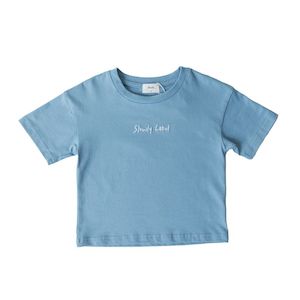 Tops: Slowly Logo Tee - Cornflower