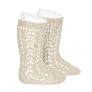 Lace Socks Collection: Linen Long Open Lace Socks