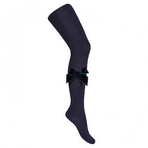 Velvet Bow Socks: Navy Velvet Bow Tights