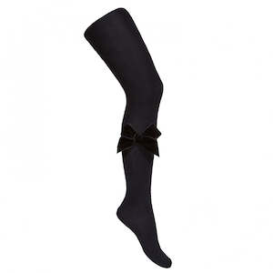 Velvet Bow Socks: Black Velvet Bow Tights