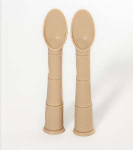 Linen Silicone Beginner Baby Spoon 2 Pack