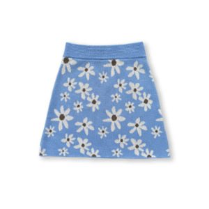 New Girl Clothing: Grown Wild Flower Knit Skirt - Sky