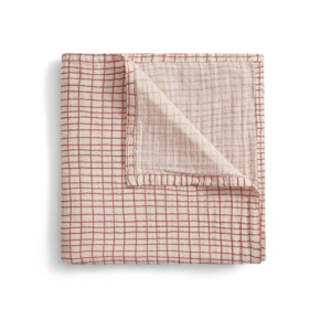 Bedding: Garbo&Friends Checks Rust Muslin Swaddle Blanket